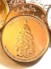 Merry Christmas Tree and Rudolph on the other side, 10-PACK of coins.-REEDERSONG