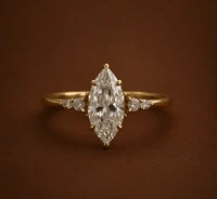 2 Carat Marquise Moissanite Engagement Ring 14K Yellow Gold VVS1 Wedding Ring