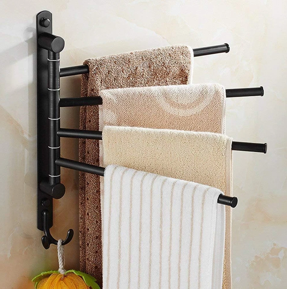 Oil Rubbed Bronze Towel Bars for Bathroom Wall Mounted Swivel Towel Rack Holder - Image 3 of 4