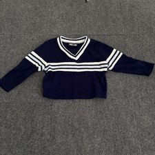 Vintage Y2K Women's XS Super Crop V-neck Sweater Striped Made In USA Preppy