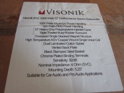 Black Visonik B12 1000 Watt 12