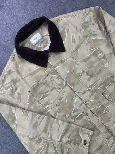Men's Denim Camo Jacket SZ XL Green CEEC LA Oversized Chore Coat Streetwear - product listing photo