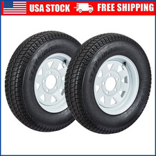 2 Pack Trailer Tire On Rim St17580d13 17580 D 13 Lrc 5 Lug White Spoke Wheel