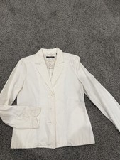 Liz Claiborne Women s White Blazer Jacket Size M Short Button Front Pockets