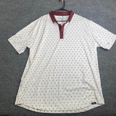 Primo Classic Polo Mens 3XL White Maroon Daisy Floral Golf Shirt New With Tags