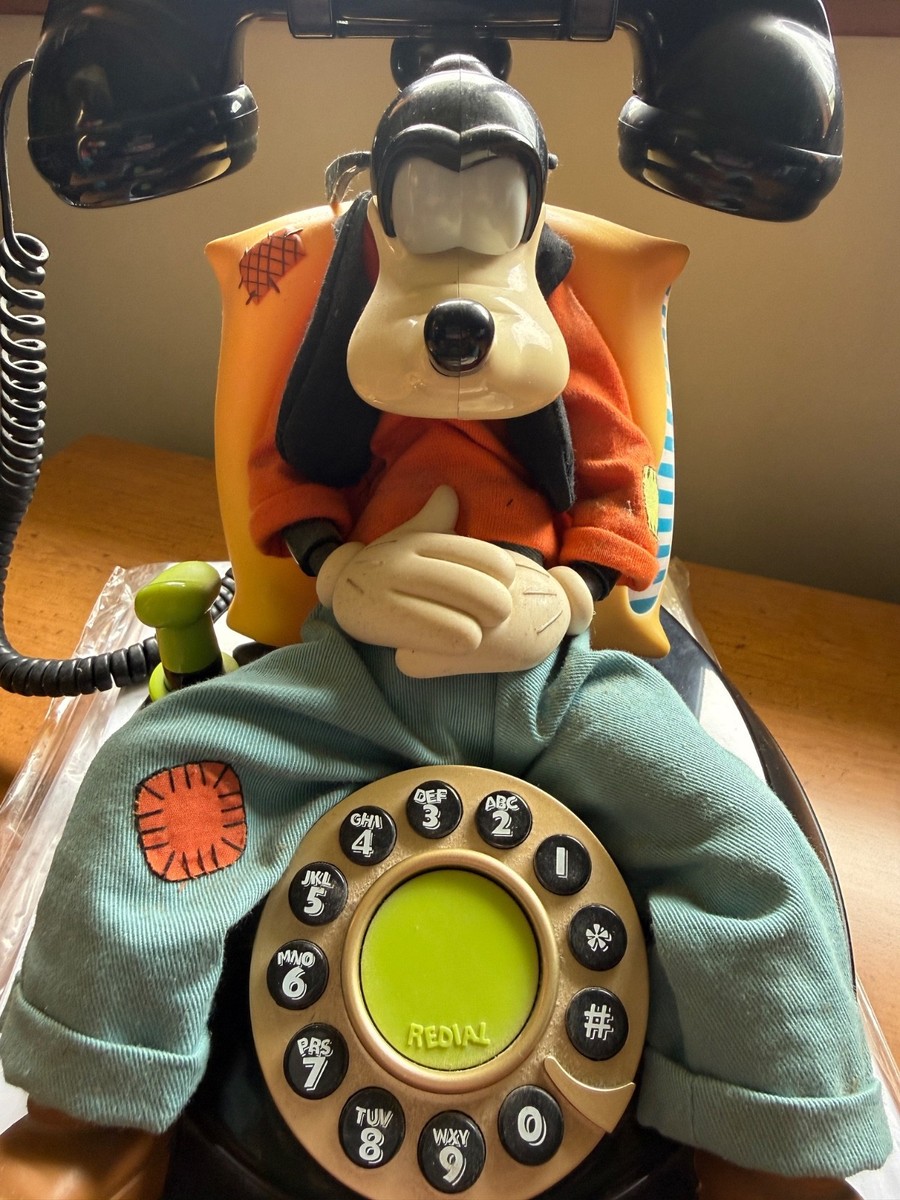 VINTAGE Goofy's Telemania Walt DISNEY Animated Corded Telephone