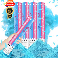 Confetti Cannon Poppers Blue or Pink 12 inch Powder 12 inches, 4blue