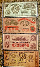 Lot of 4 Confederate States of America Bills $5, $5, $1 & $1