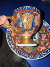 Arita porcelain Sosen kiln Gokunishiki Kinsai Koimari Kinrande Cup & Saucer Set