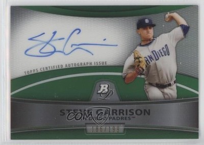 2010 Bowman Platinum Refractor Green 186/199 Steve Garrison #BPA-SG Auto 0o0