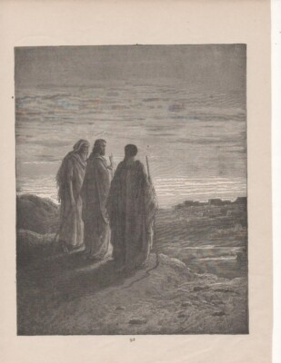 GUSTAVE DORE BIBELDRUCK - Reise nach Emmaus - 1880er ungerahmt mit Kommentar