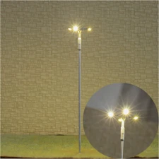10 x HO scale model railroad plaza street lights LED lampposts flood lamps #024