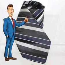 New Men's Van Heusen Tie Blue Striped 57.5" L x 3.5" W Silk Made in USA NWOT