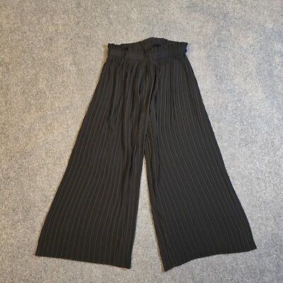 Joie Pants Womens Large Black Wide Leg Pleated Pull On High