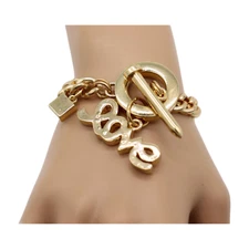 Women Gold Metal Chain Link Bracelet LOVE Charm Fashion Jewelry Fun Gift Present
