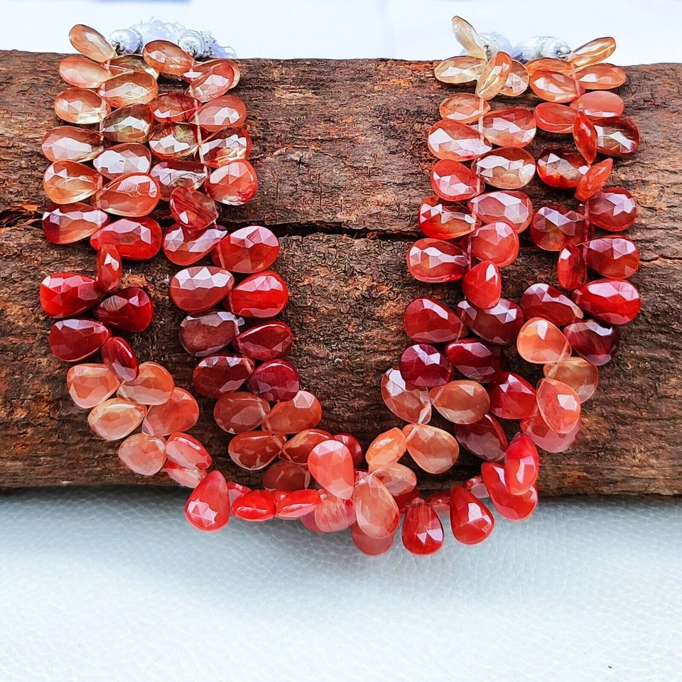 Natural Andesine Labradorite Gems 10x7 mm Size Faceted Pear Shape Beads 8"Strand - Image 2 of 4