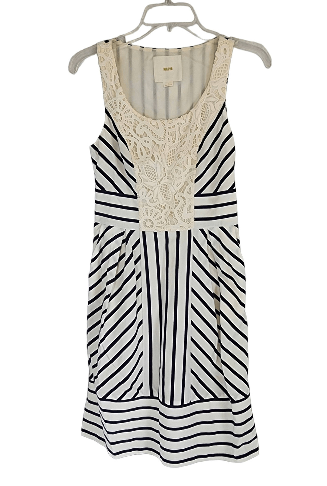 Anthropologie Navy & White Stripe Lace "Chessia Dress… Gem