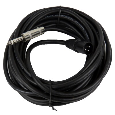 25ft XLR 3-Pin Male DJs Cable to 6.35mm 1/4'' Stereo Mono Shielded Mic Cable Cord