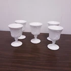 Vintage White Milk Glass Goblets Harvest Grape Pattern Set of 5