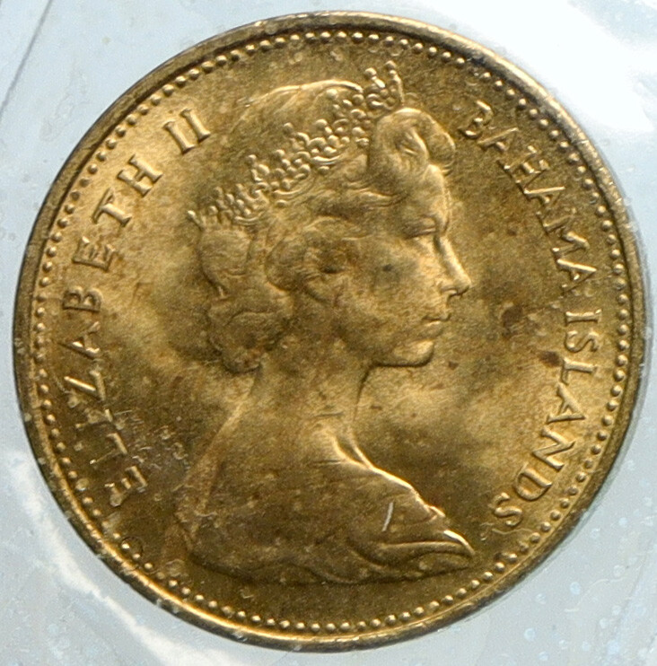 1966 BAHAMAS UK Queen Elizabeth II STARFISH of OCEAN Vintage Cent