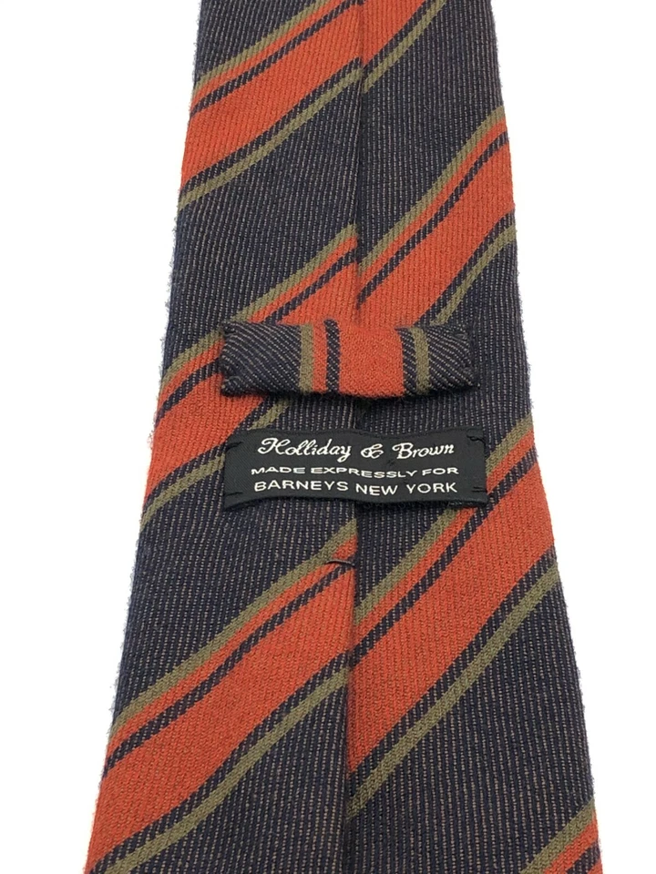 Holliday & Brown Tie - Cashmere - Blue, Red, Brown Stripes Made in England 9.5cm - Изображение 3 из 4