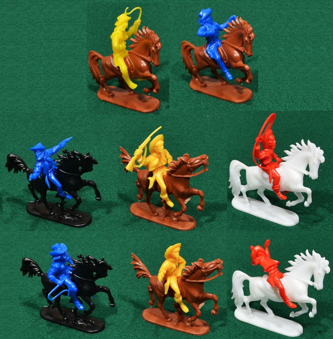 Jean Hoefler 8 Mounted Cowboys - 54mm plastic toy soldiers