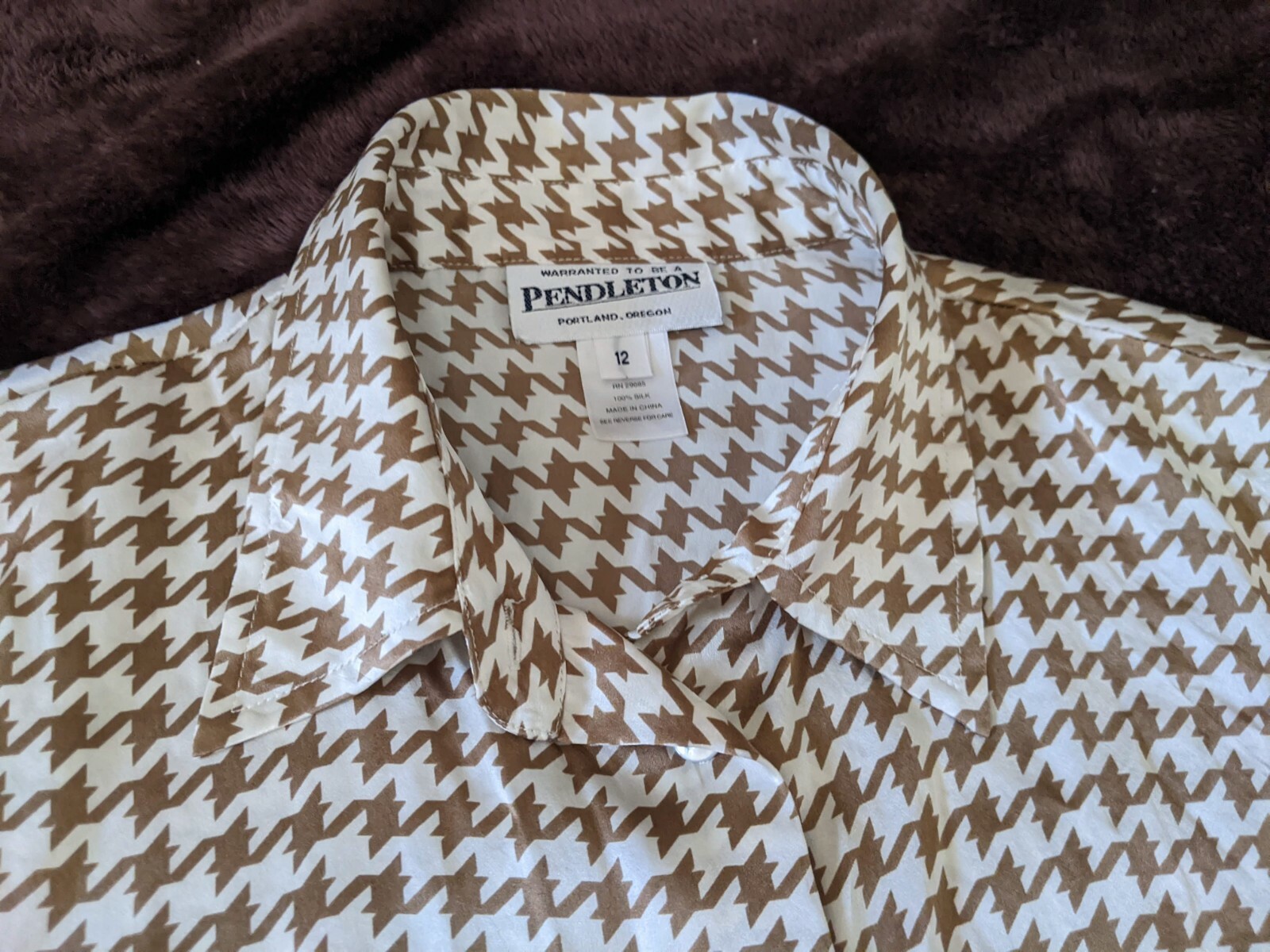 Pendleton Button Down Silk Blouse Size 12 - image 2