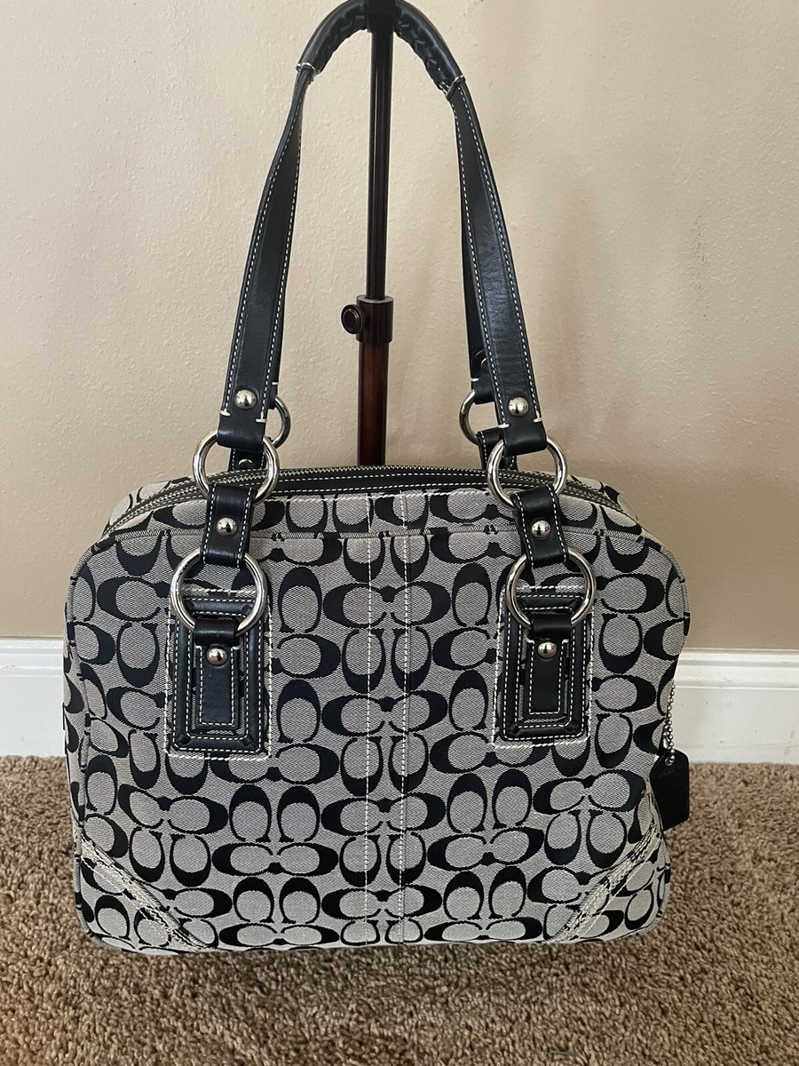 Coach SOHO Signature C Large Satchel Tote F10606 Black Silver