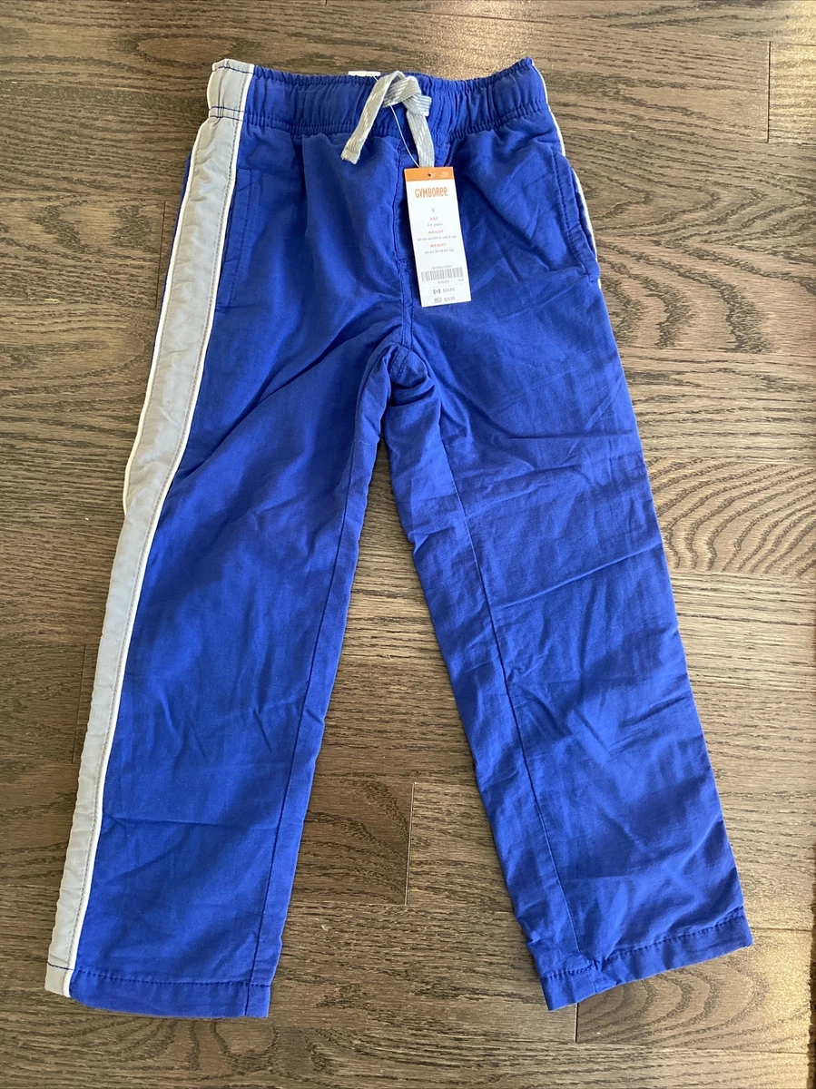 NWT Gymboree Gymster Boys Pants Size 5 Blue Jersey Lining Pull On Drawstring