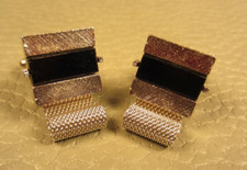 Vintage Onyx Wrap Around White Gold Plated Cuff Links