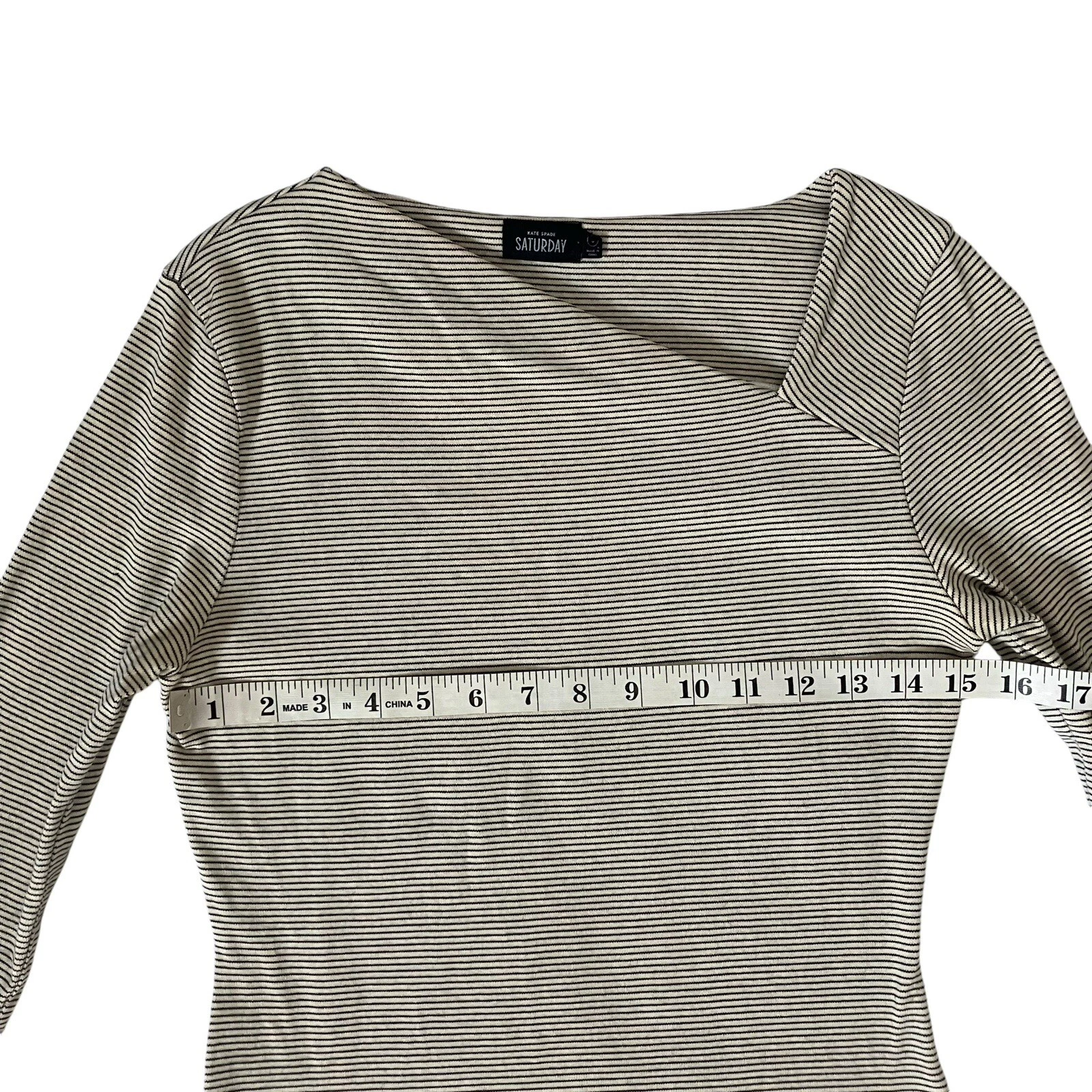 Abito Kate Spade donna S nero a righe manica lunga pullover bodycon sabato