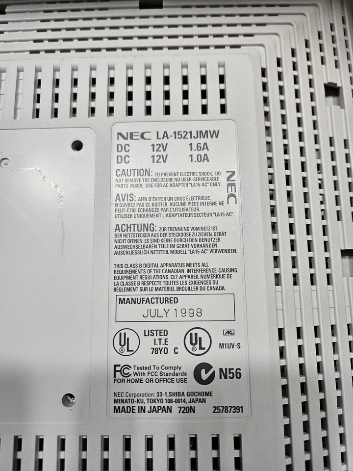 Vintage NEC LA-1521JMW MultiSync LCD1510 MONITOR 1998 Not Tested - Image 3 of 4