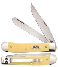 CASE XX 81091 TRAPPER KNIFE WITH POCKET CLIP YELLOW SYNTHETIC 3254C SS