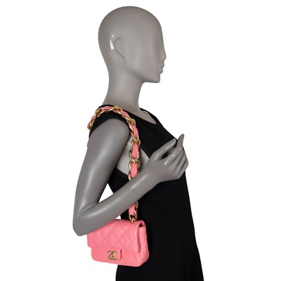70770 auth CHANEL coral pink leather 22S FUNKY TOWN SMALL Shoulder