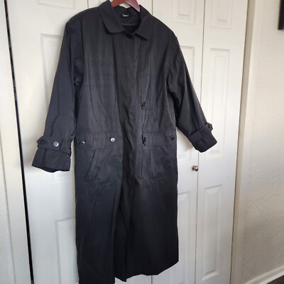 British Mist Trench Coat Womens Size 11/12 Black Length 48” Goth