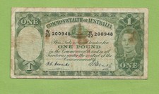 1949 TYPE  AUSTRALIAN COOMBS / WILSON  ONE POUND BANKNOTE - W22 200948