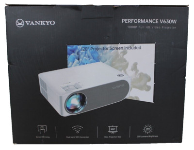 VANKYO Performance V630W Native 1080P Projector, HD WiFi & 120'' Screen - White
