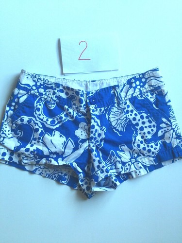Lilly Pulitzer Shorts Womens 2 The Walsh Blue White 100% cotton 