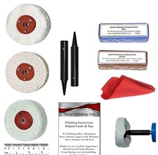 Bench Grinder Metal Polishing Buffing Kit 3” x ½” Mops Aluminium Alloy Brass 