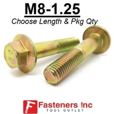 M8-1.25 x (Choose Length) Grade 10.9 Metric Flange Bolts Yellow Zinc Hardened