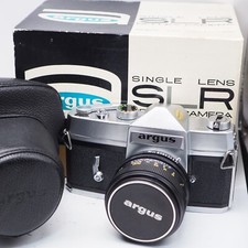 Argus 35mm SLR camera, Argus-Sekor 58mm 1:1.7 lens 10 blade aperture BOXED Mint-