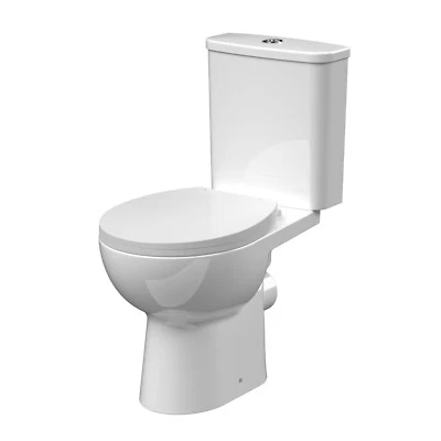 Nuie Fantine Rimless Close Coupled Toilet & Soft Close Seat White Ceramic Modern