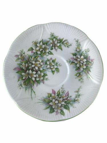 Plato de taza de té vintage Royal Albert Bone China Orange Blossom Time Inglaterra U40 - Imagen 5 de 6