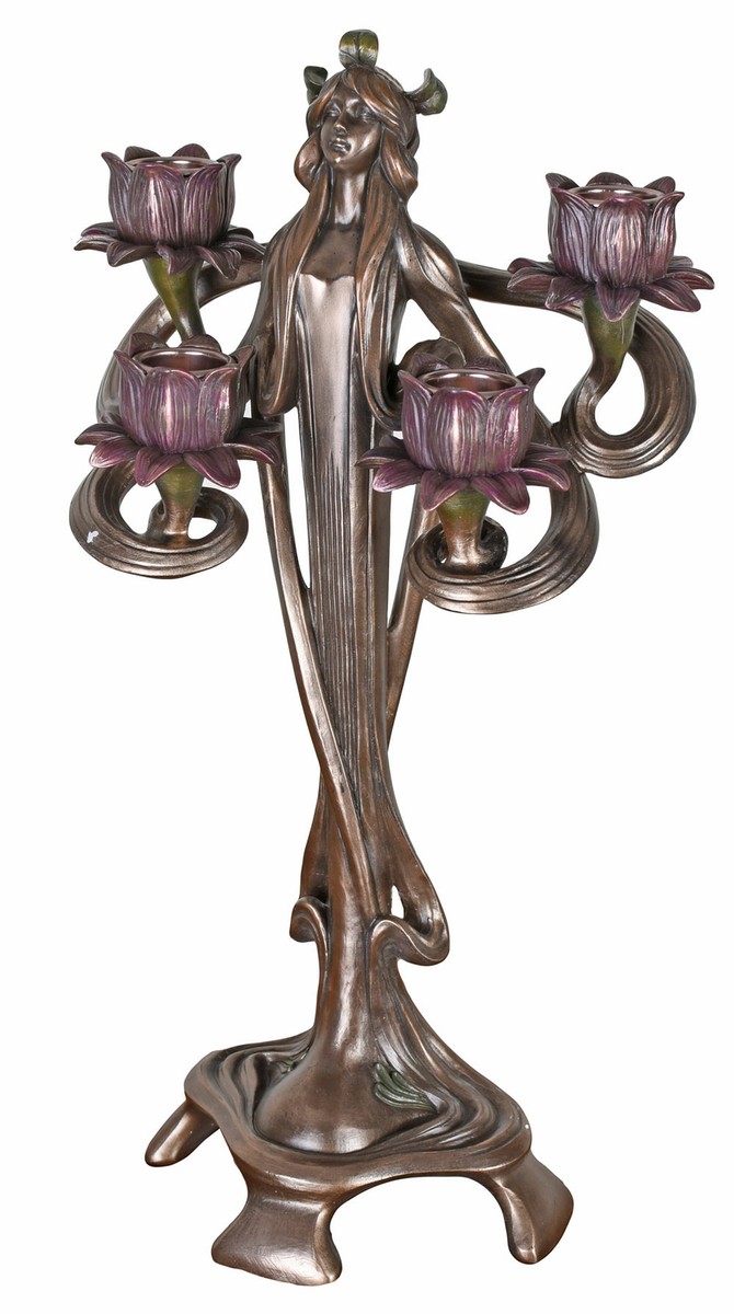 Candlestick Art Nouveau woman figure vintage candleholder nymph