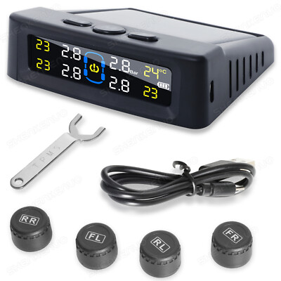 #ad Tire Pressure Monitoring Systems TPMS 4 External Sensors Wireless Solar Power $19.66