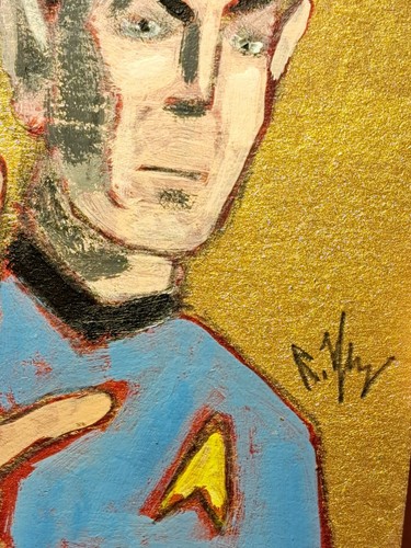 aceo original art card acrylic ink "Spock" (ooak) Limit 1/1 signed OBO - Picture 4 of 10