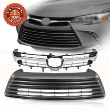 Fit 2015-2017 Toyota Camry LE XLE Front Upper Chrome Grill Lower Grille Kit 2pcs