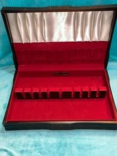 Flatware Silverware Wood Box Storage Chest Case Anti Tarnish Proof Lining V
