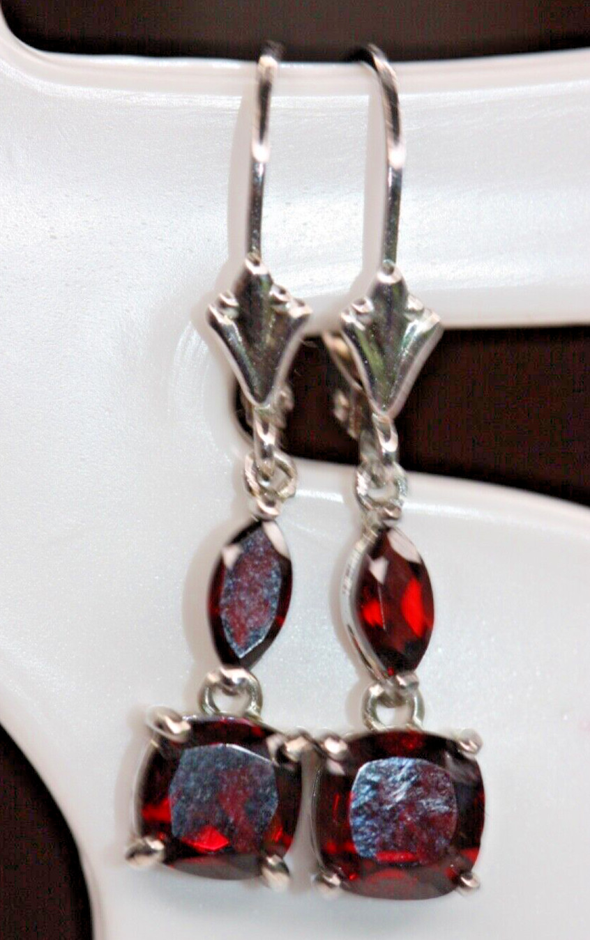Signed Sterling Silver 925 Earrings Ruby Red Auro… - image 10