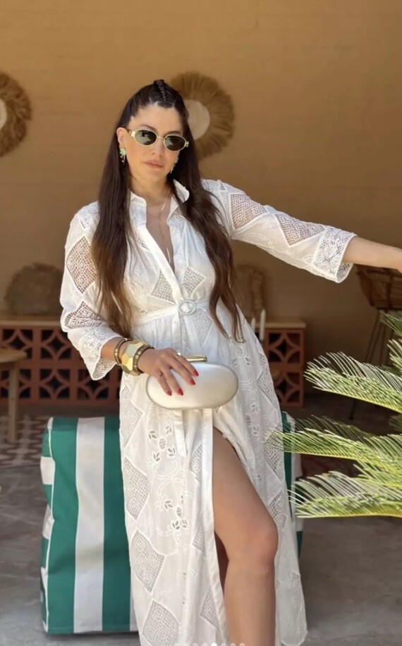ZARA SS24 EMBROIDERED MIDI SHIRT DRESS ECRU S L 4786/092 NWT